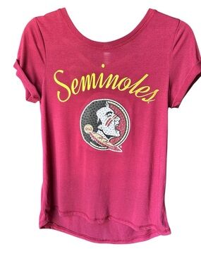 NWT Colosseum Florida Seminoles Red /Yellow Tee w/Crystal Accents sz S